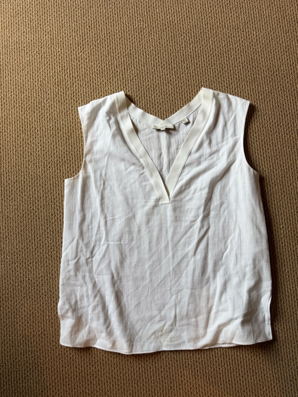 Vince Cream Sleeveless V-Neck Blouse